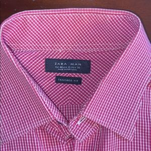 ZARA MAN Tailored Fit Sz 15 Mens Dress Shirt Red